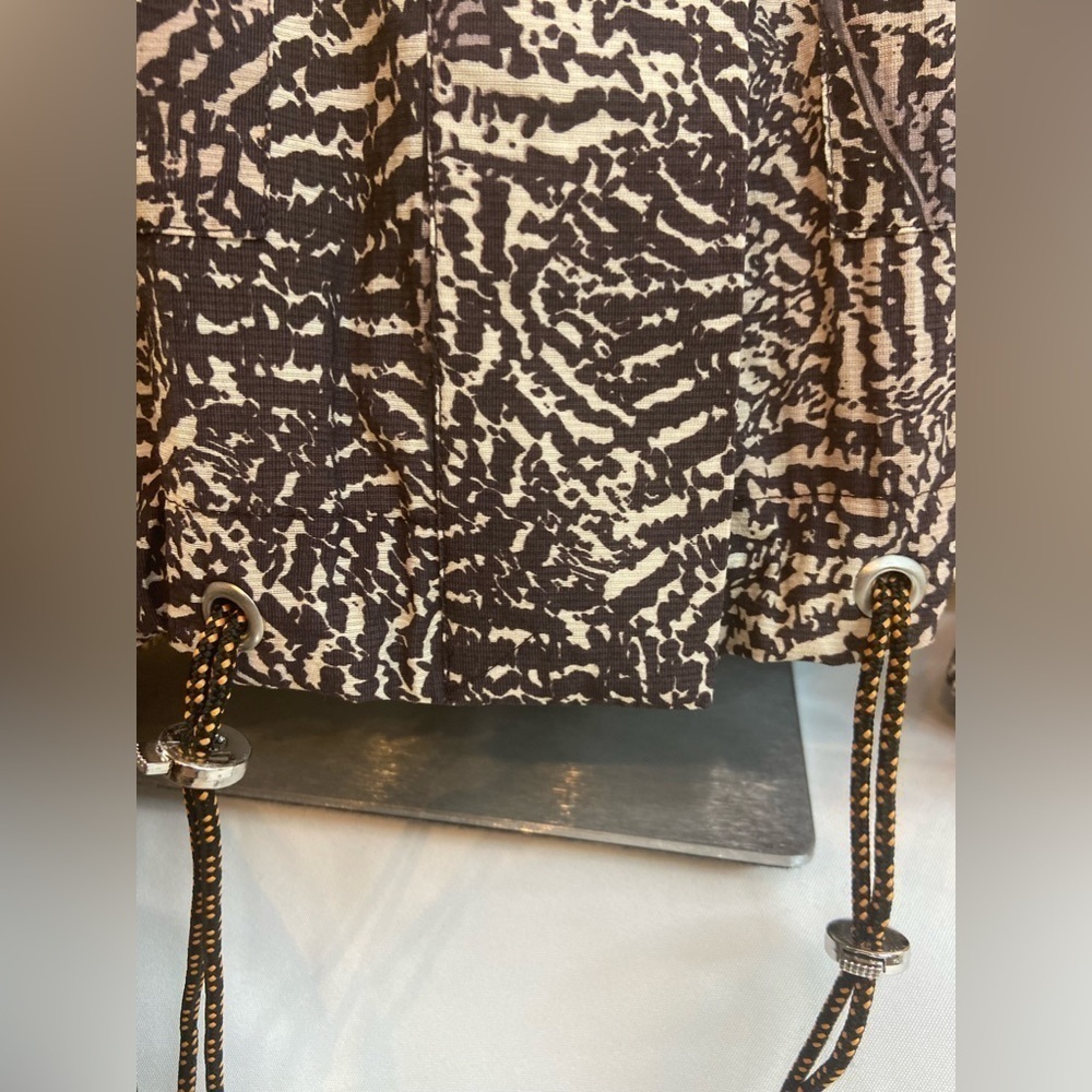 H & M~Cropped High Low Abstract Hooded Top/Jacket~Elastic Sleeves & Hem~Size S - Picture 6 of 14